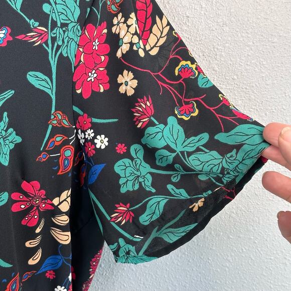 Sienna Sky Womens Size Large Black Floral Short Sleeves Lined Romper/Jumpsuit - Picture 6 of 11